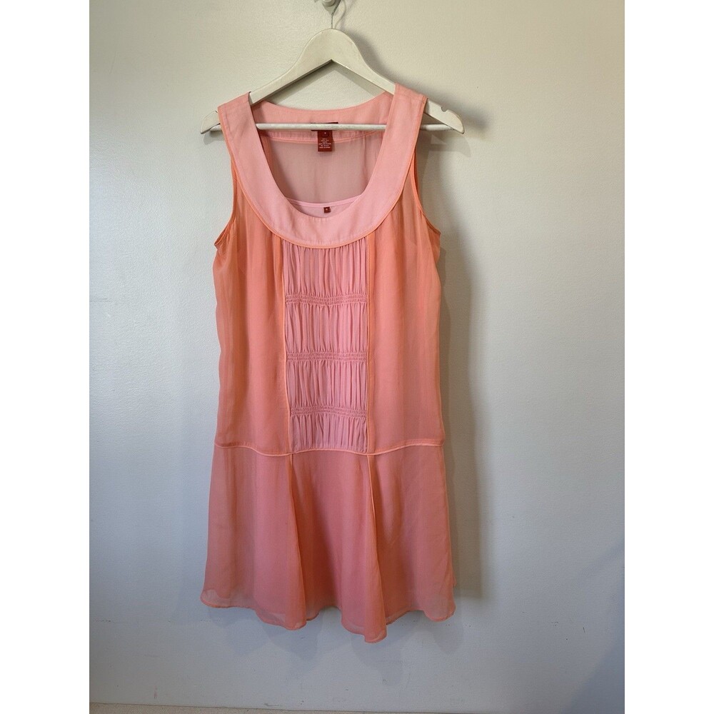 Sundance Women’s 8 Dress 100% SILK Gatsby Style Coral lined Sheered Sleeveless